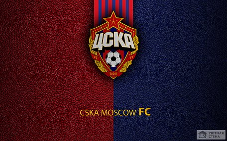 Логотип команды ЦСКА на кожаном фоне