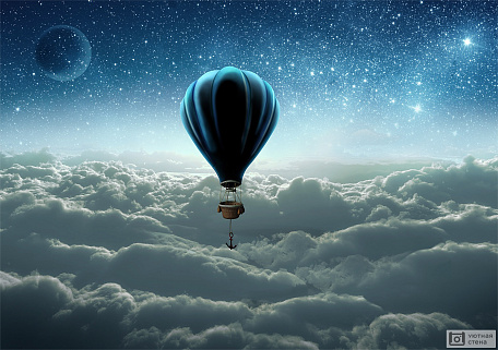 3D воздушный шар над облаками