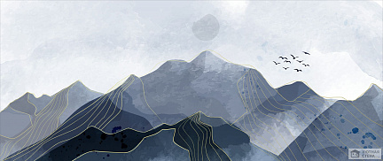 Фотообои Горы с контрастными линиями в восточном стиле
