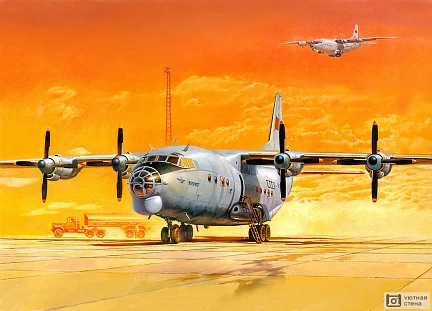 Самолет Ан-12БК на закате