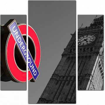 Знак метро Лондона на фоне Биг-Бена