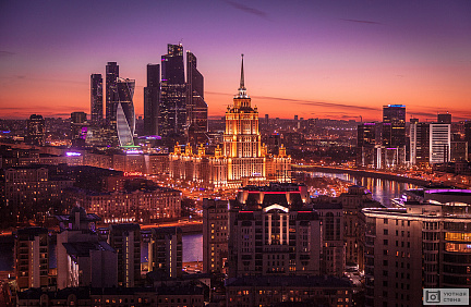 Фотообои Ночной пейзаж Москвы