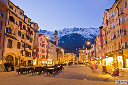 Вечернее изображение в Инсбруке, Австрия