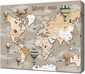 Детская карта с воздушными шарами на английском