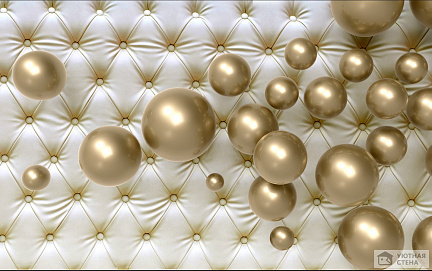 Золотые шары на фоне тканевой обивки