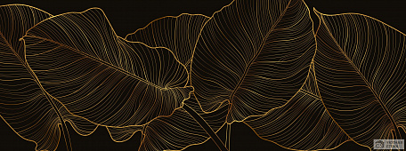 Стильные золотистые листья на темном фоне