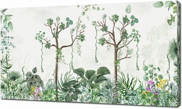 Панно с тропическими деревьями и листьями