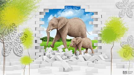 3D слоны