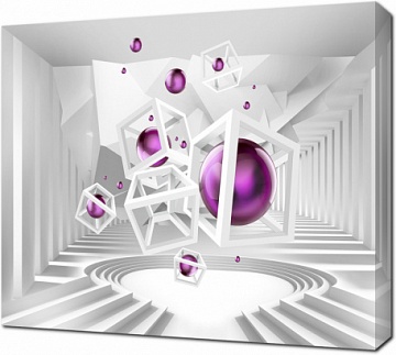 Фиолетовые 3Д шары и кубы