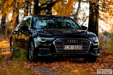 Audi A6 на фоне осенних листьев