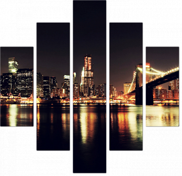 Ночные огни небоскребов Нью-Йорка