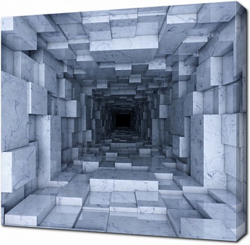 Черно-белый 3D туннель из деревянных кубов