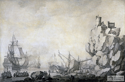 Виллем ван де Вельде старший — Корабли и ополчение у скалистого берега