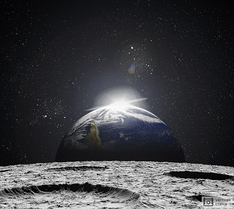 Вид на Землю с поверхности Луны