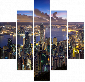 Залив вечернего Гонконга