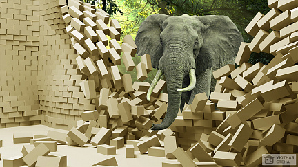 Слон рушащий стену