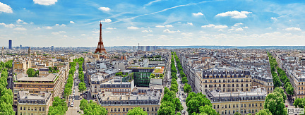 Фотообои Панорамный вид на Париж с крыши Триумфальной арки. Франция