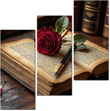 Старая книга с розой