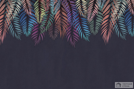 Яркие переливы пальмовых листьев на темном фоне
