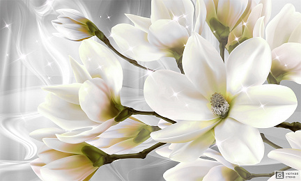 3D Белые распустившиеся цветы