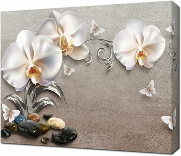 3D Композиция из орхидей и камней