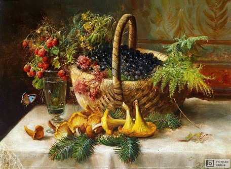 Ханс Зацка - Натюрморт с ягодами и грибами