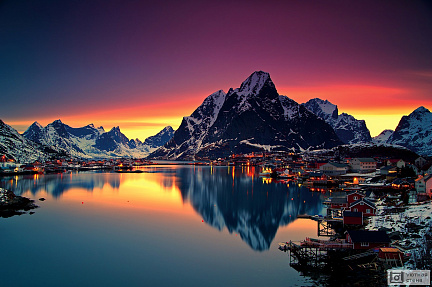 Фотообои Лофотен на закате. Норвегия